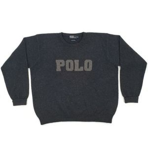 Ralph Lauren Polo Sweater Mens Size XXL Pullover Grey Polo Spellout